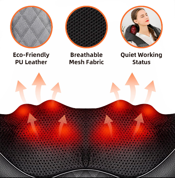 Neck and Shoulder Massager with Heat, Shiatsu Shoulder Massager for Full Body, Deep Tissue 3D Kneading Massage Pillow for Shoulder, Back, Body Muscle Pain Relief, Gifts for Women Men