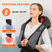 Neck and Shoulder Massager with Heat, Shiatsu Shoulder Massager for Full Body, Deep Tissue 3D Kneading Massage Pillow for Shoulder, Back, Body Muscle Pain Relief, Gifts for Women Men