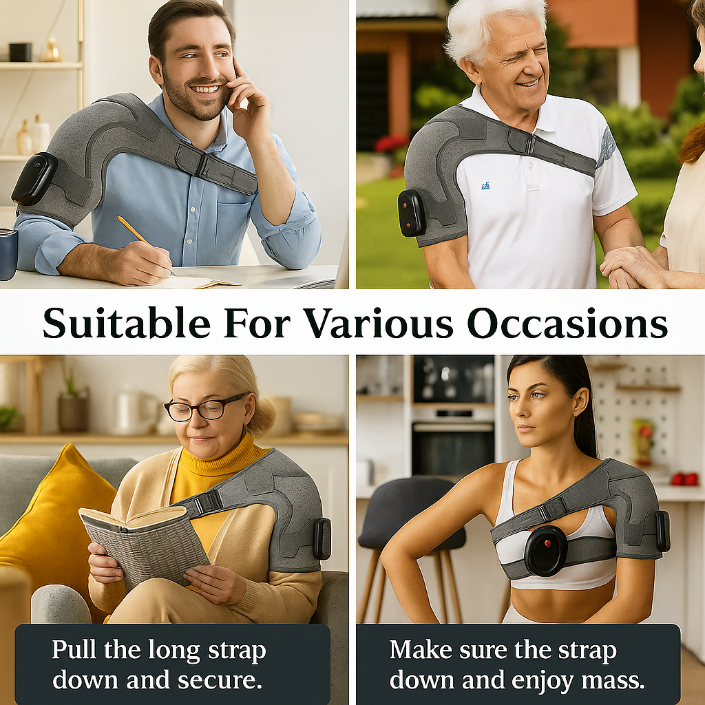 Adjustable Heating Vibration Shoulder Brace Support, Electric Heating Pad for Shoulder, Left and Right Shoulder Massager Warming