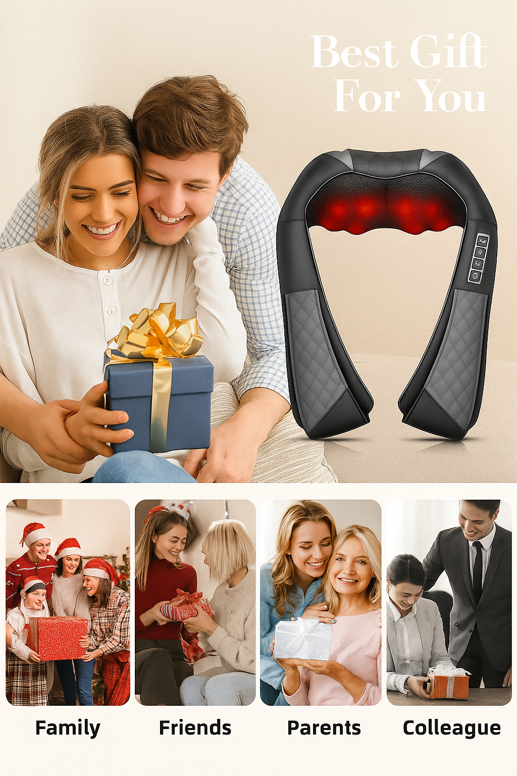 Neck and Shoulder Massager with Heat, Shiatsu Shoulder Massager for Full Body, Deep Tissue 3D Kneading Massage Pillow for Shoulder, Back, Body Muscle Pain Relief, Gifts for Women Men