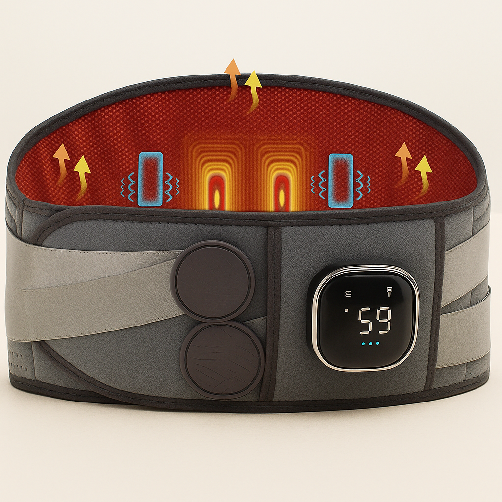 Cordless Heating Pad for Back, 60" Lower Back Massager, Heated Back Support Brace with 3 Heating Levels and 5 Vibration Modes