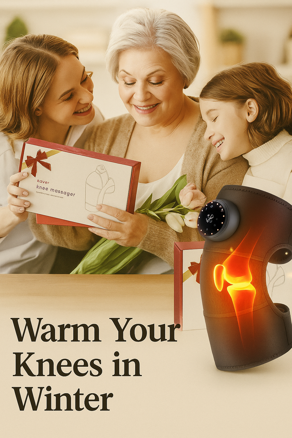 Thermal knee Massager 3 in 1 for shoulder, Elbow Heated Brace Wireless Support Brace Belt Knee Pad Blood Circulation